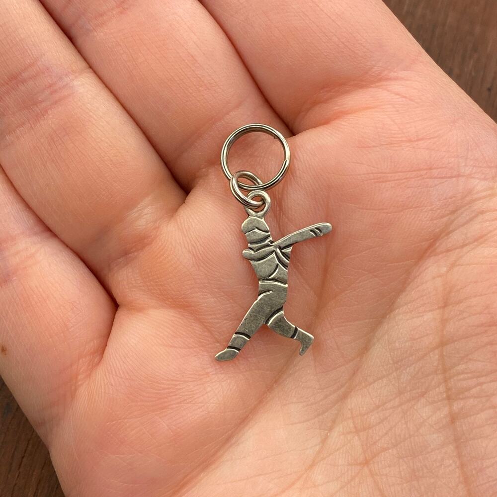 Vintage 925 Sterling Silver Baseball Softball Player Pendant Bracelet Charm